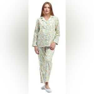 La Cera Long Sleeve Floral Flannel Pajama Set Size M